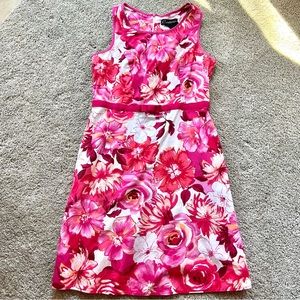 Componix - Women’s 14P Petite Pink & White Floral Sleeveless Dress